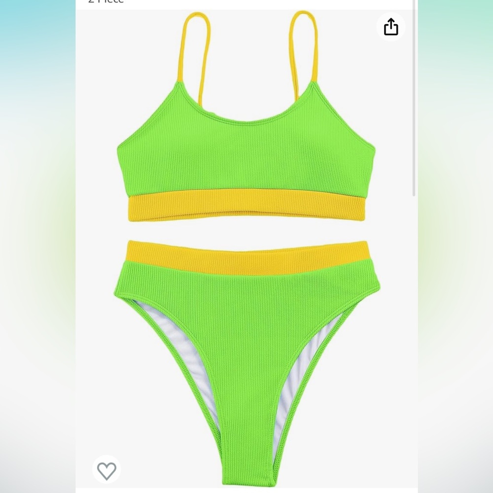 Lilosy Ribbed High Waisted Tummy Control Cheekly Swimsuit 2 Piece